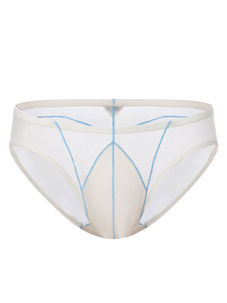 Men's Low-Rise Color-Blocked Striped Shiny Briefs