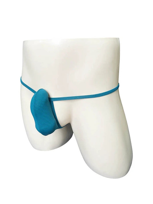 Men's Striped Uplifted Pouch Design Thin Thong