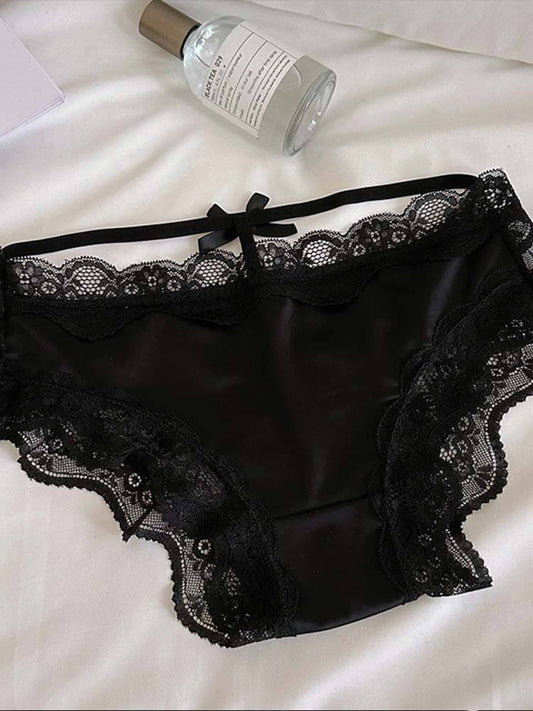 Sexy Lace-Trimmed Sheer Low-Rise Seamless Briefs
