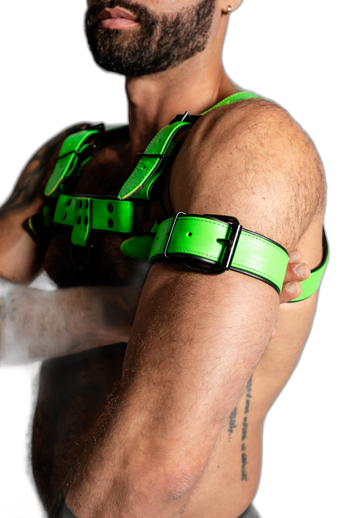 ruff GEAR Bold Leather Bicep Strap Neon Green