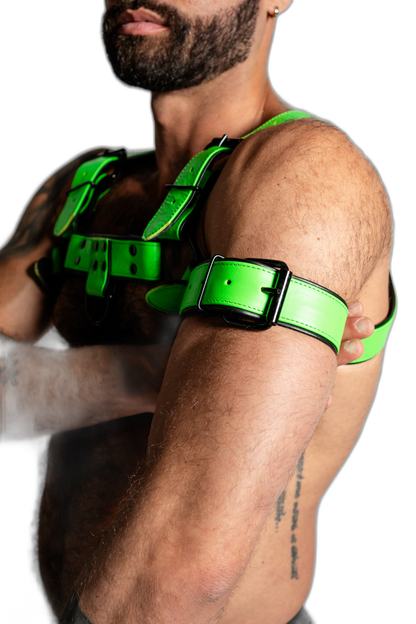 ruff GEAR Bold Leather Bicep Strap Neon Green