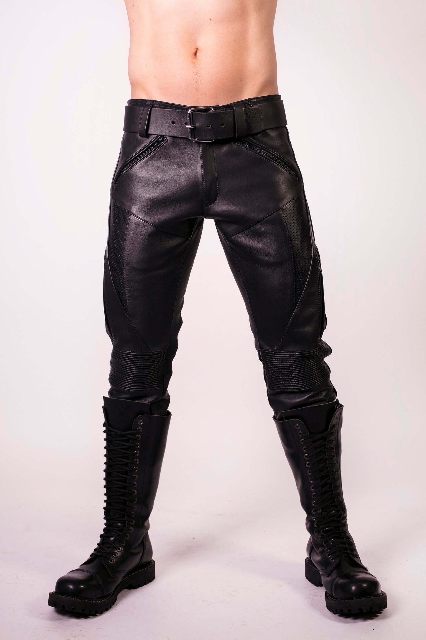 Prowler RED Leather Biker Jeans