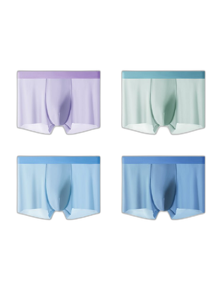 4-Pack Men's Stretch Fit Anti-Odor Seamless Ice Silk Trunks