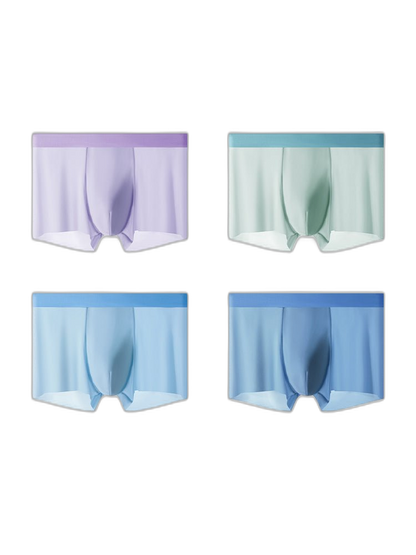 4-Pack Men's Stretch Fit Anti-Odor Seamless Ice Silk Trunks