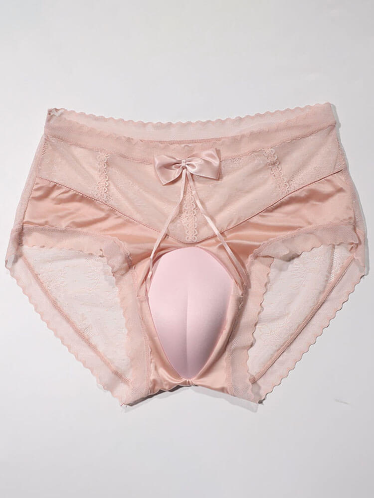 Sexy Lace Bow-Decorated Crossdressing Briefs