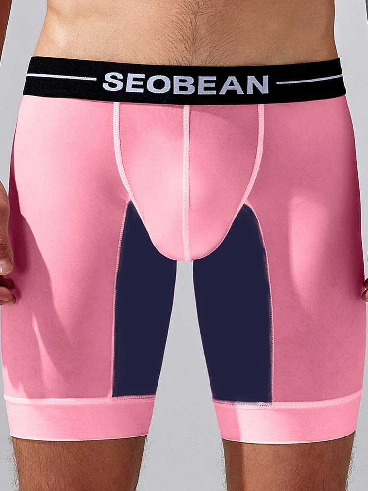 Men's Colorblock Long Nylon Boxer Briefs