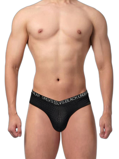 2 Pack Men's Sexy V-shape Waistband Mesh Bikinis