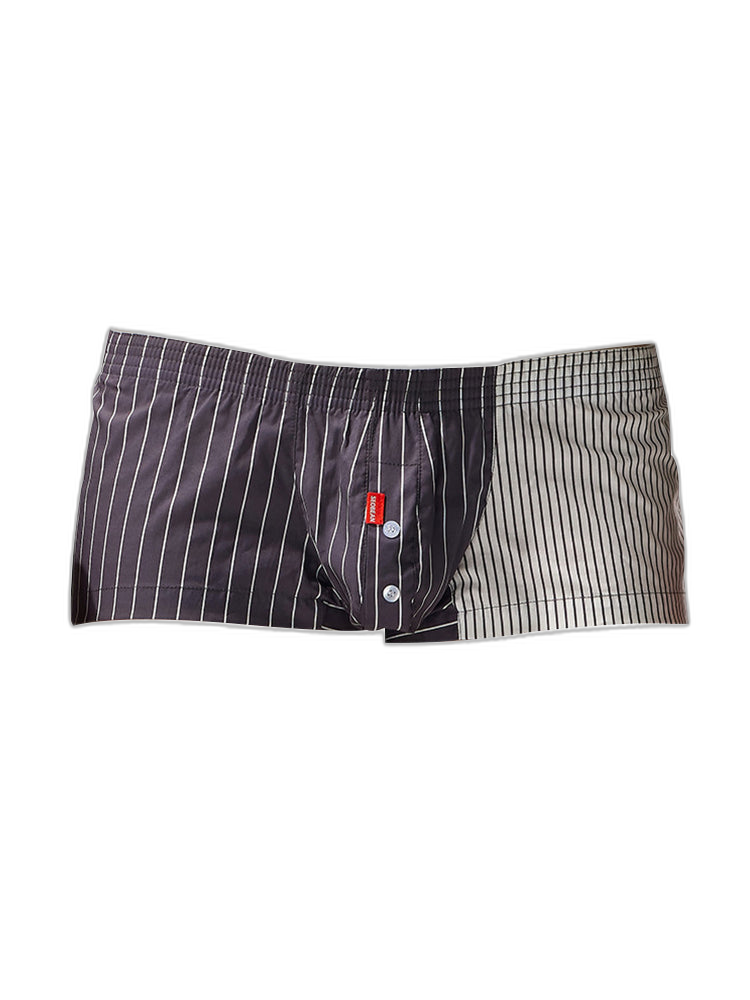 2 Pack Men's Fashionable Cotton Lounge Shorts with Stripe Patchwork