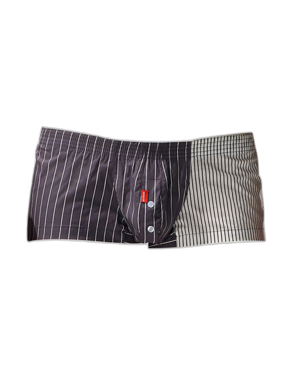 2 Pack Men's Fashionable Cotton Lounge Shorts with Stripe Patchwork