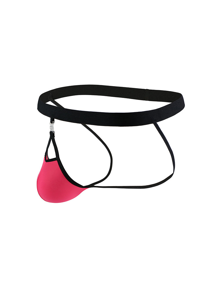 Men's Ice Silk Back Empty Detachable Pouch Thong