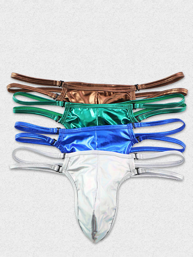 Faux Leather Ice Silk Sexy Men's Thong