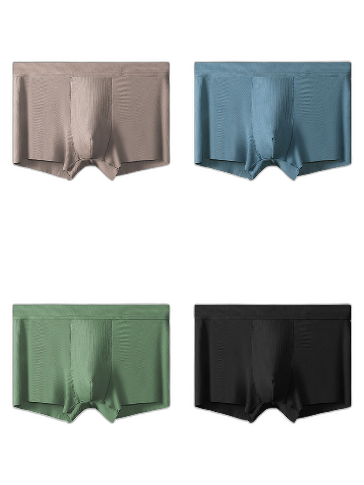 4 Pack Men's Ice Silk Seamless Trunks Underwear