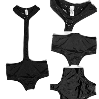 Black Breathable Mesh Gay Bodysuit