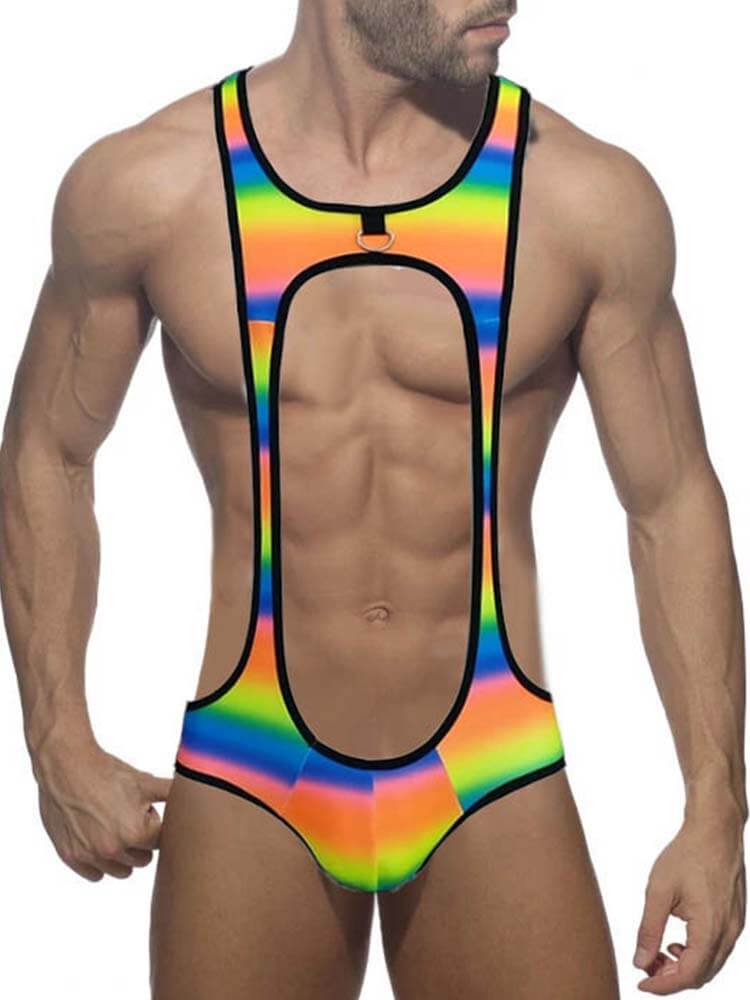 Men's Cutout Thong Bottomless Bodysuit