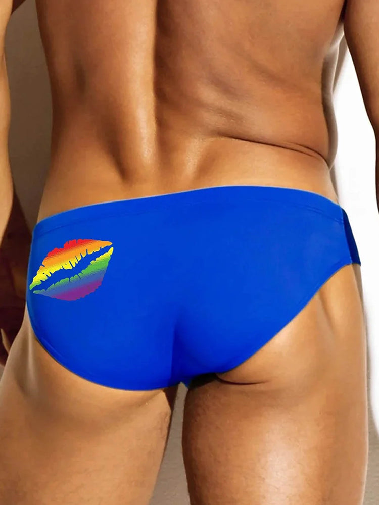Men's Pride Rainbow Kiss Print Briefs
