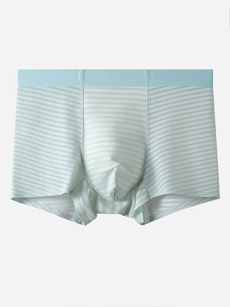 Men's Sexy Sheer Striped Ice Silk Boxer Briefs