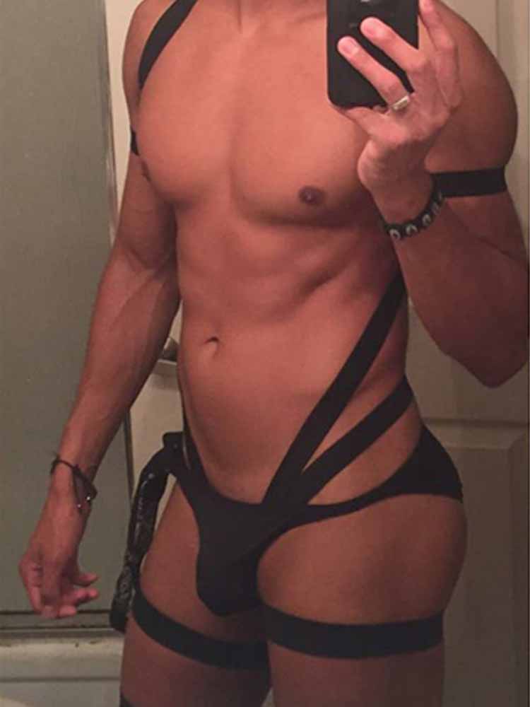 Men's Elastic Harness Briefs Leg Loop Set
