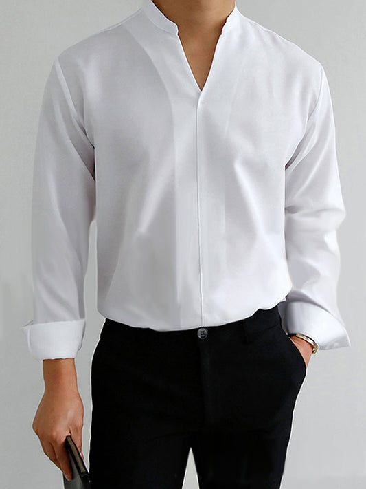 Men's Casual V-neck Long-sleeved Shirt