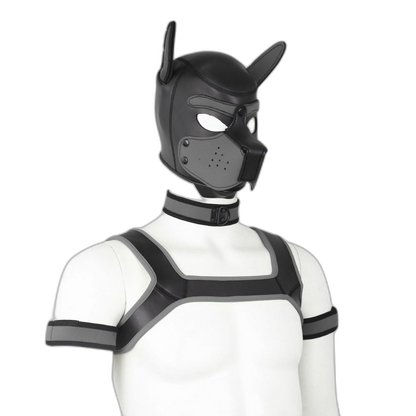 Beta Puppy Play Set - Pup Hood & BDSM Collar & Chest Harness