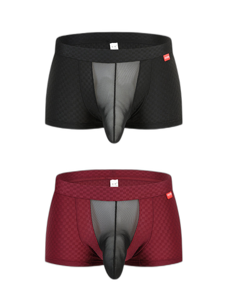Men's Low-Rise Mesh Trunks – Breathable Nylon with 3D Pouch Support