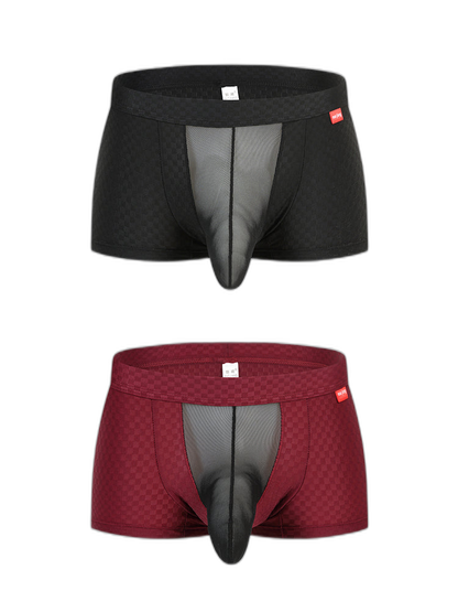 Men's Low-Rise Mesh Trunks – Breathable Nylon with 3D Pouch Support