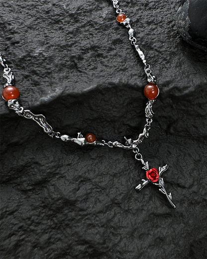 Red Rose Pendant Necklace