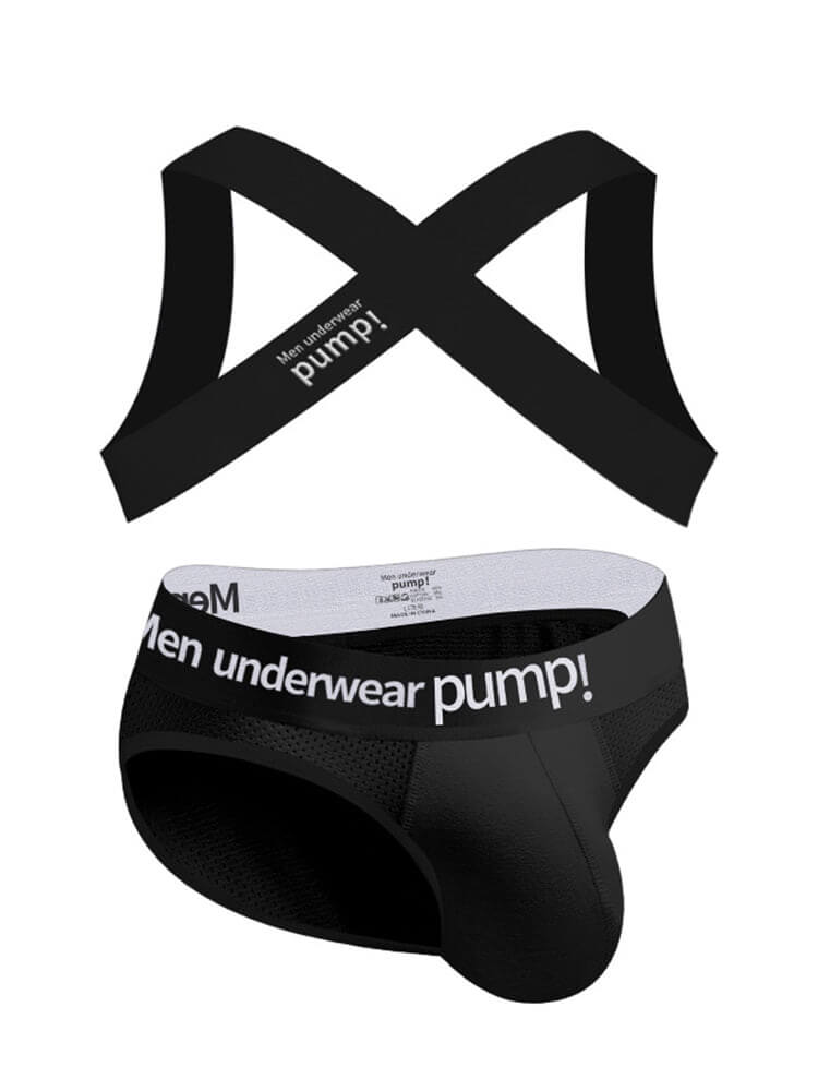 Men's Elastic Shoulder Strap Underwear 2-Piece Set