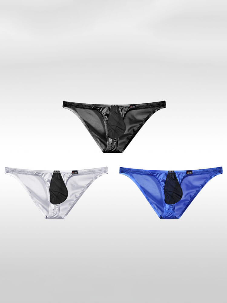Men's Ultra-Thin Ice Silk Color-Blocked Briefs