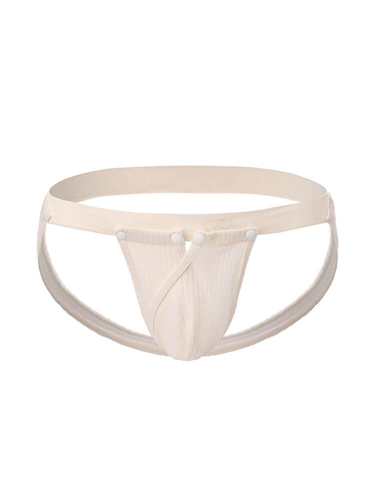 Men's Double Thong Elastic Ribbed Antibacterial Thong
