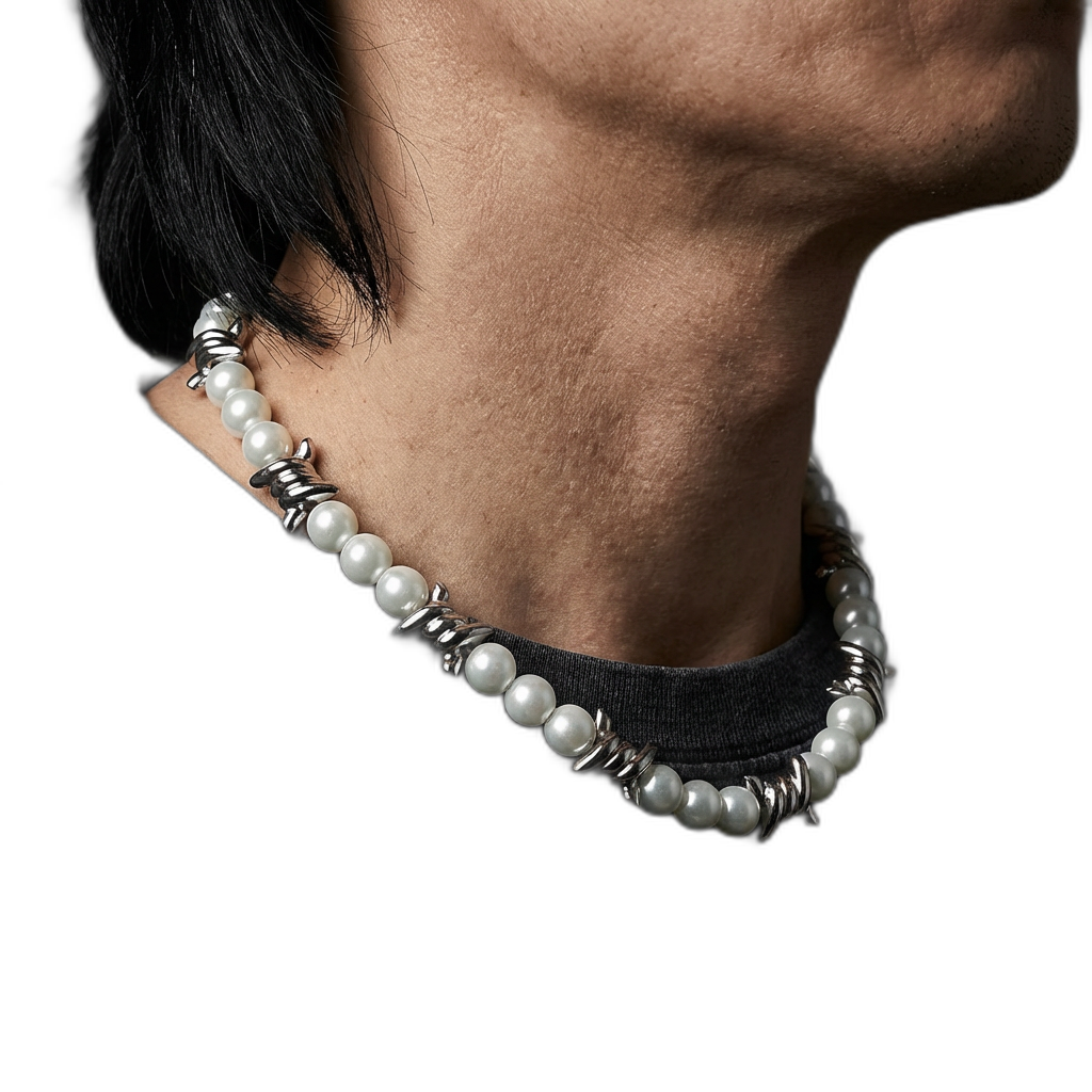 Pearl Barb Wire Necklace