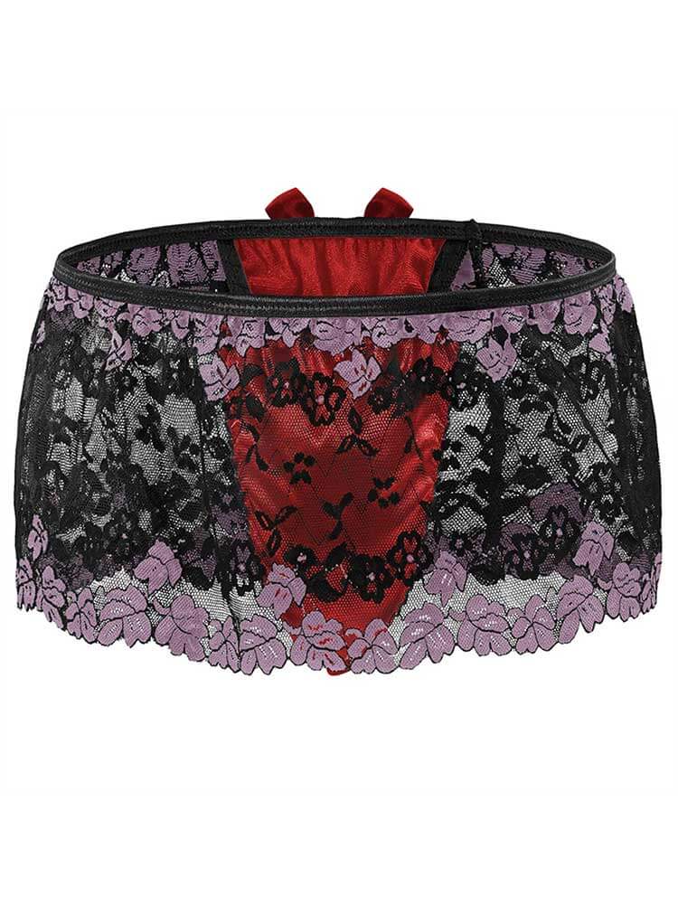 Men's High-Waisted Lace Semi-Transparent Trunks