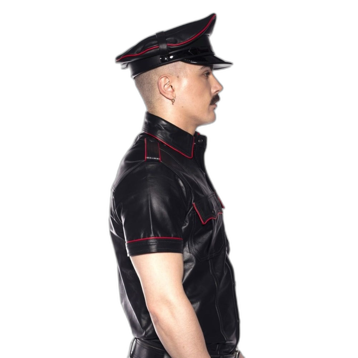 Prowler RED Leather Police Shirt Black Red XS