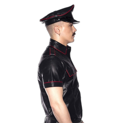 Prowler RED Leather Police Shirt Black Red XS