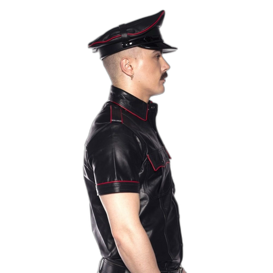 Prowler RED Leather Police Shirt Black Red XS