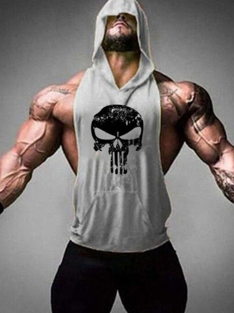 Fitness Hooded Skull Tank Top