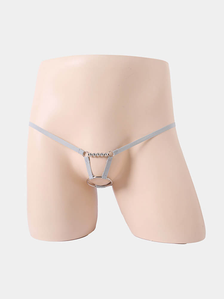 Men's Sexy Hoop Beads Low Rise Thong