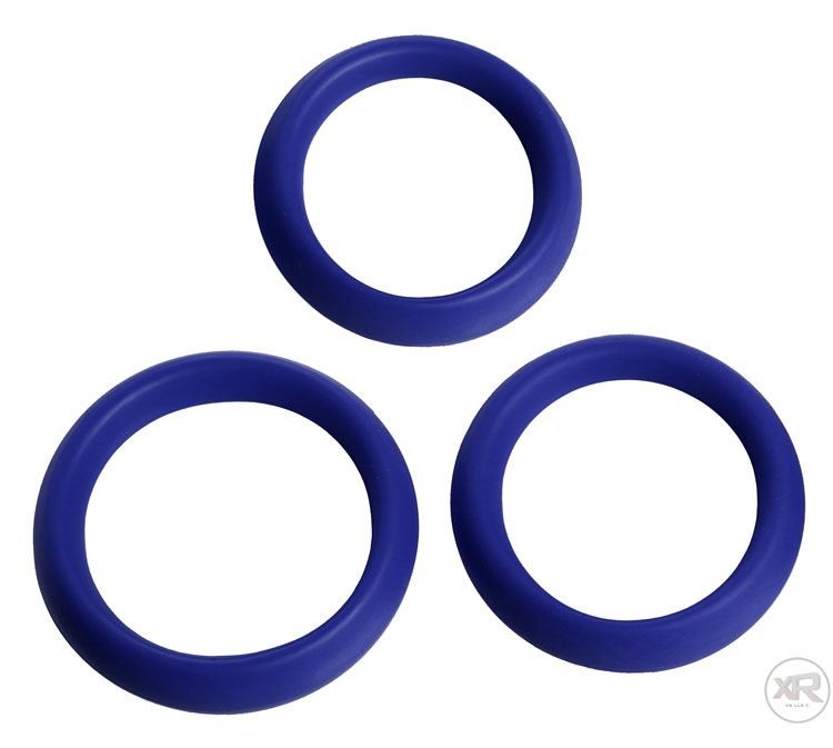 3pc Blue Silicone Cock Rings