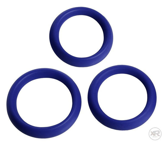 3pc Blue Silicone Cock Rings
