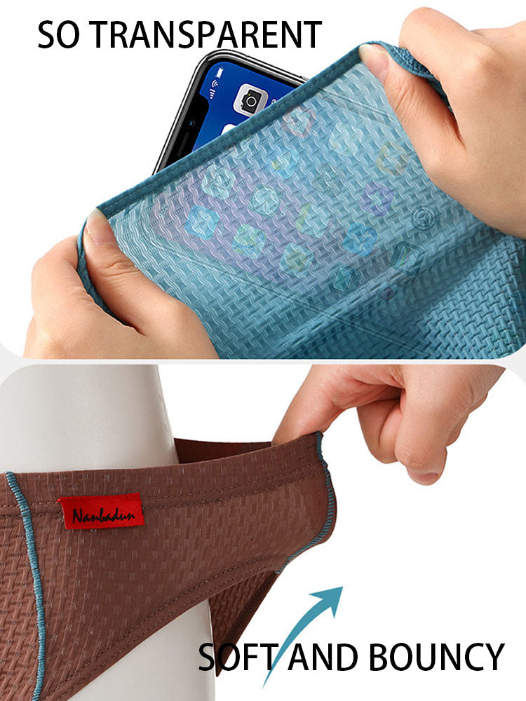 3 Pack Men's Nylon Plaid Lift Hip Briefs Triangle Briefs