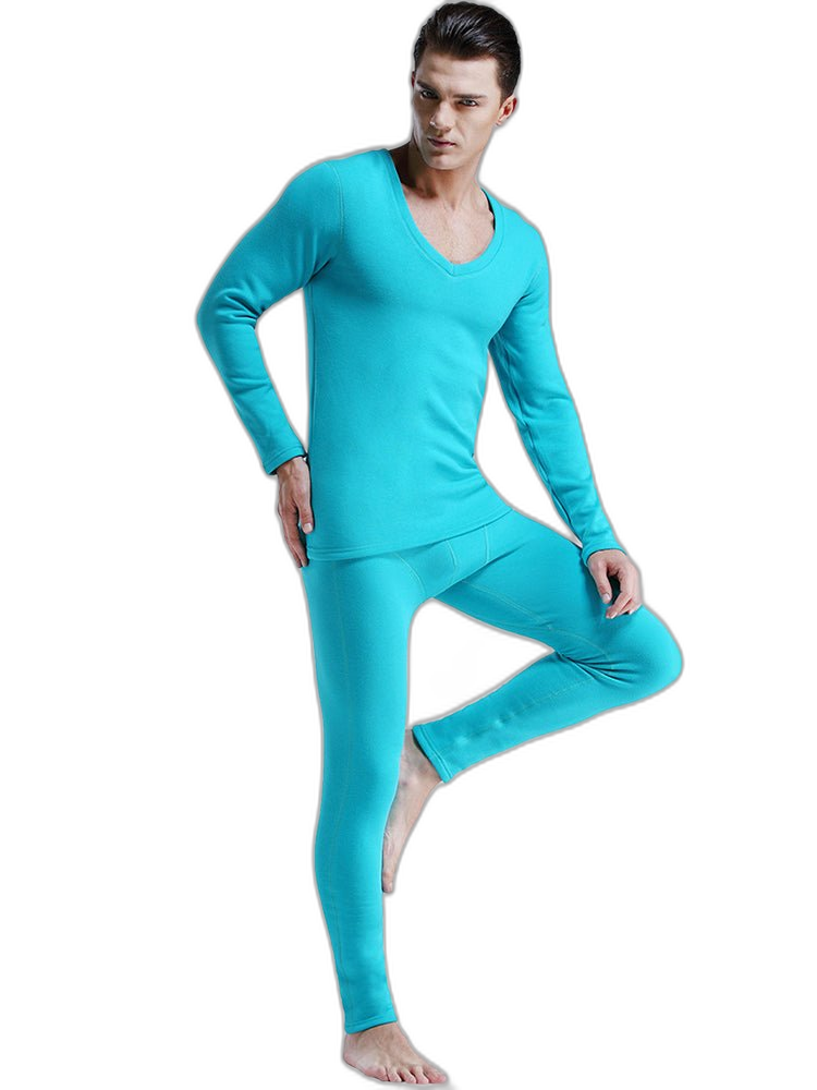 V-Neck Thermal Underwear With Fleece Lined