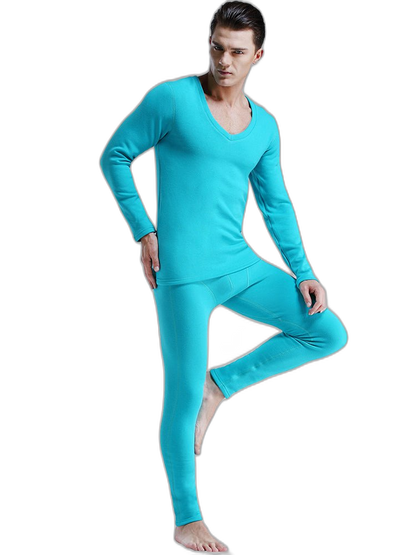 V-Neck Thermal Underwear With Fleece Lined