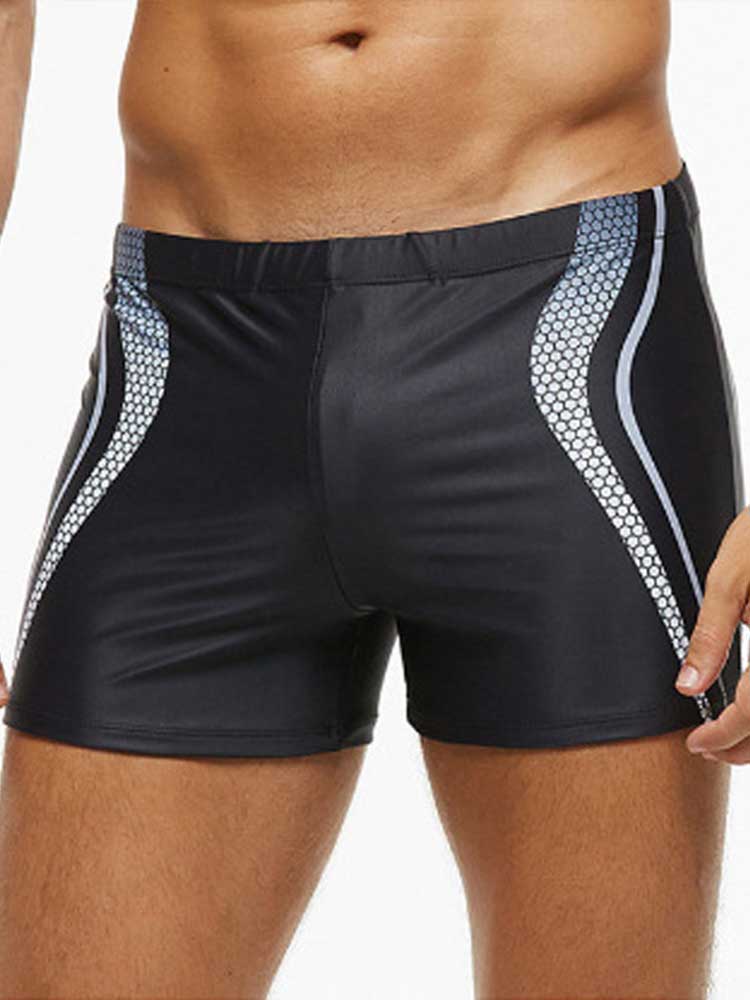 Men's Printed High-Waisted Tight Swim Trunks