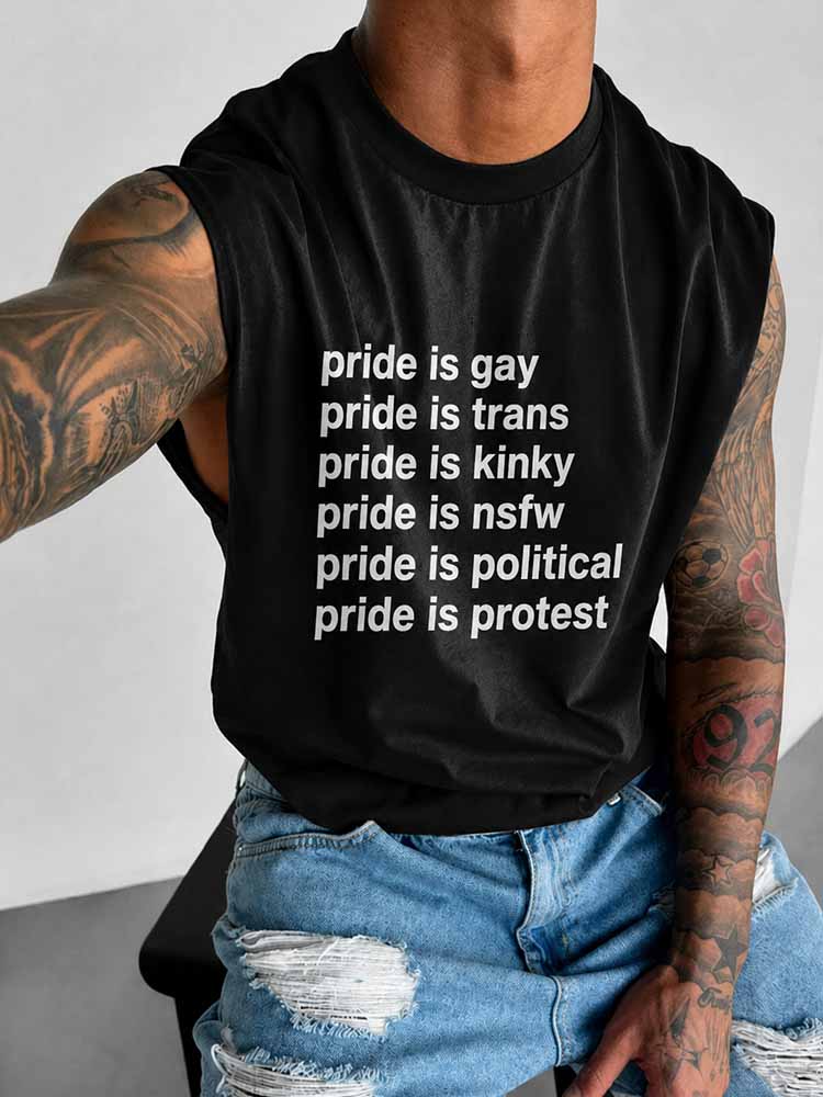 Men's Pride is Protest Print Wide Shoulder Vest