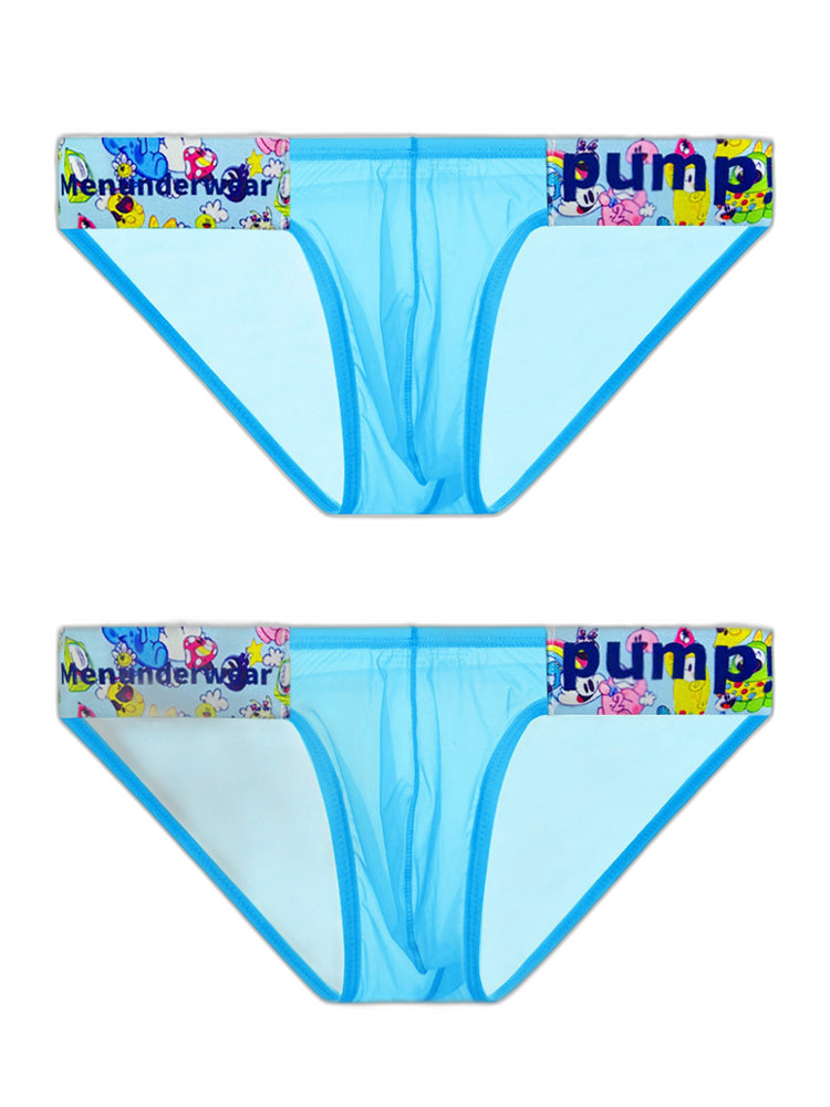 2 Pack Men's Low-Rise Seamless Sheer Breathable Briefs