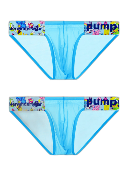 2 Pack Men's Low-Rise Seamless Sheer Breathable Briefs