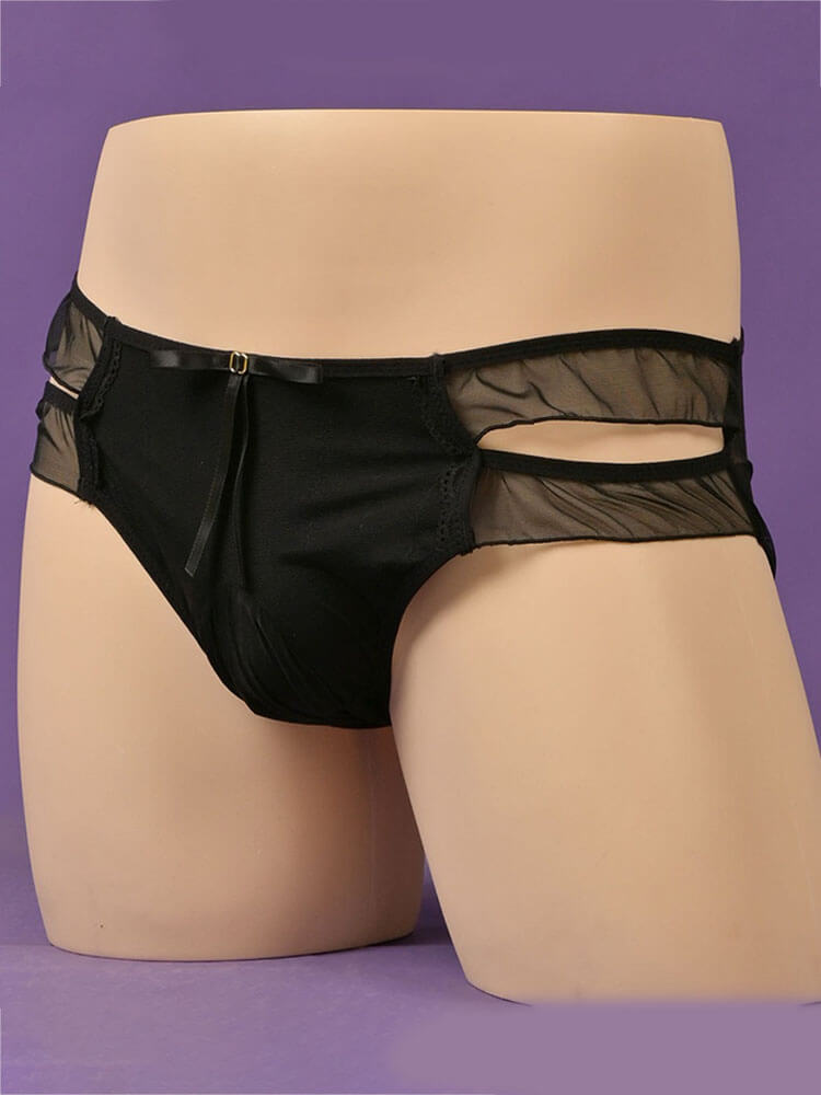 Men's Sexy Ruffled Mesh Hollow Hip-Lifting Briefs