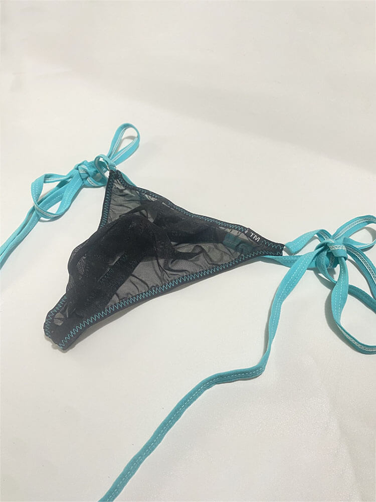 Men's Sexy Mesh Candy Color Lace Up Thong