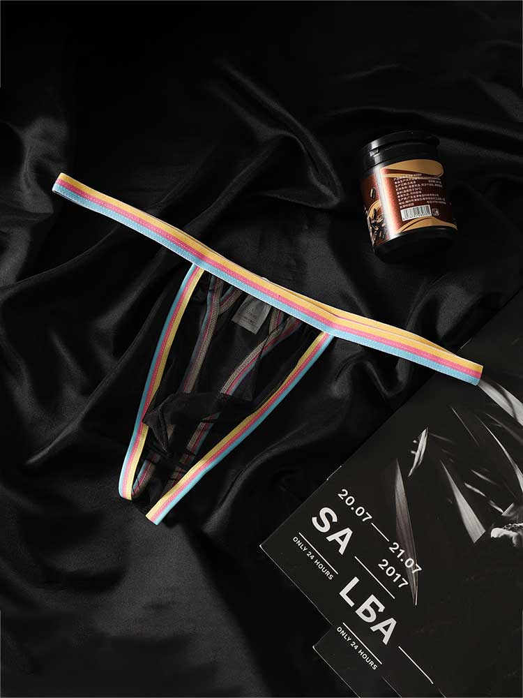 Men's Sexy Thin Sheer U-Convex Mesh Pouch Thong