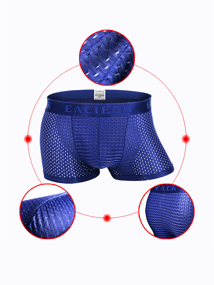 3Pcs Men's Mesh Thin Ice Silk Underwear