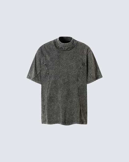 Distressed Irregular Curve Patchwork New Tee